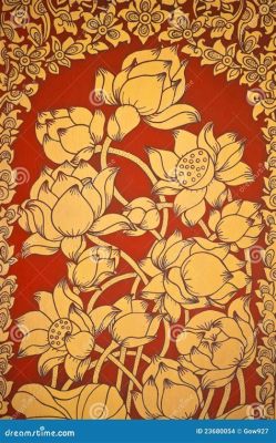 The Lotus Pond Mural - A Stunning Display of Ancient Thai Spiritualism and Exquisite Floral Detailing!